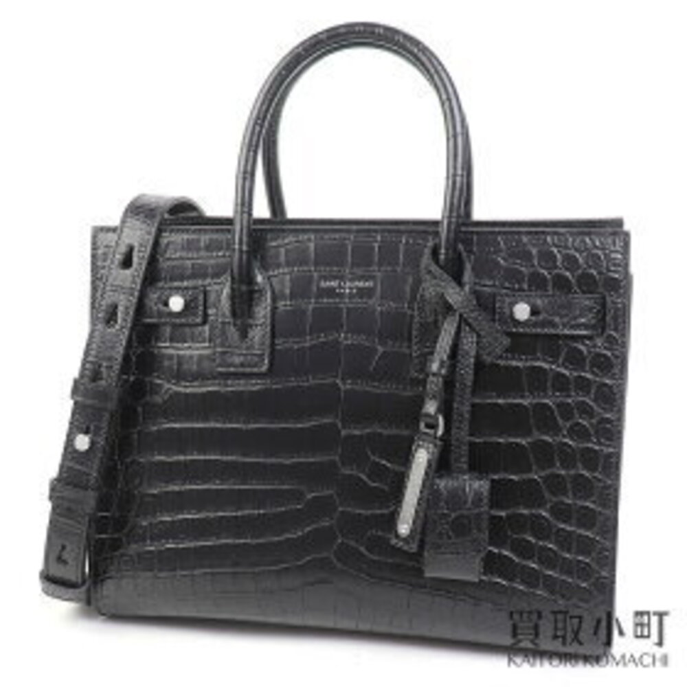 Saint Laurent black Baby bag shoulder crocodile Jour embossed leather YVES Sac - Picture 2 of 7